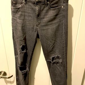 Gap black distressed jeans with zipper hem